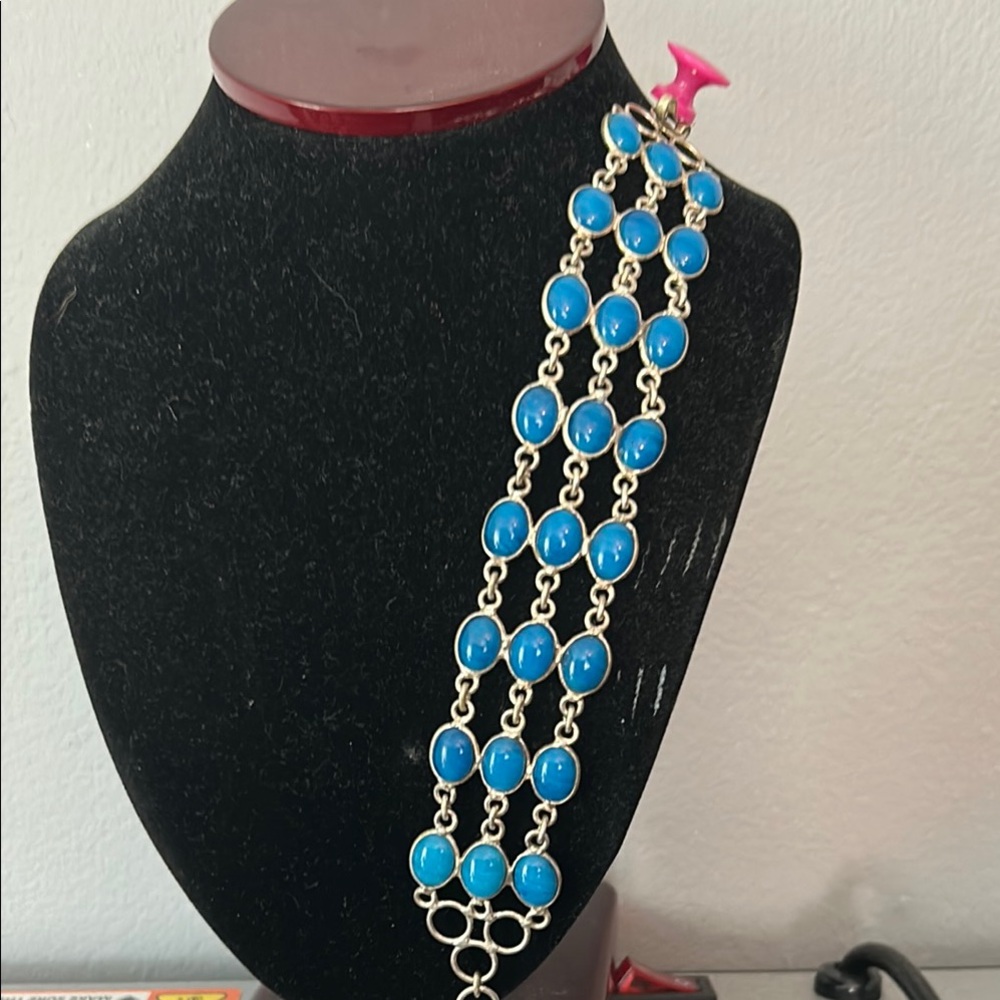 Elegant turquoise Blue and 925 Silver Women's Bracelet